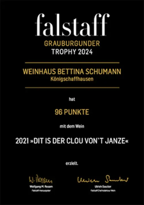 Schumann wein utmärkelse av Falstaff Trophy 2024